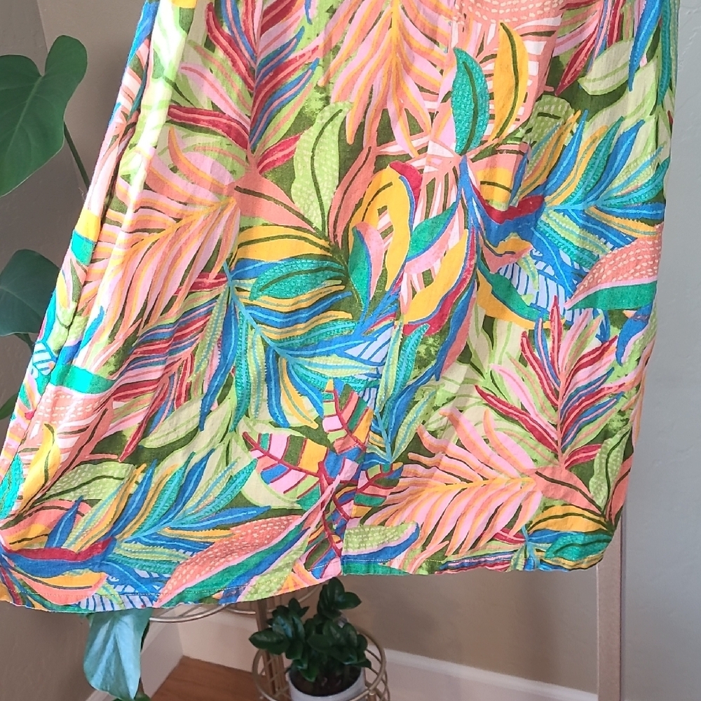 C&C California Vibrant Multicolor Mini Dress Sleeveless Coverup Linen Blend - Picture 8 of 11